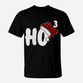 Womens Ho-3 Cubed Santa Red Plaid Claus Christmas Ho-Ho-Ho Teachers T-Shirt | Crazezy UK