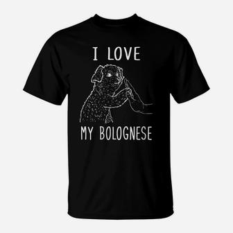 Womens I Love My Bolognese Dad Bolognese Mom Bolognese Dog T-Shirt | Crazezy DE