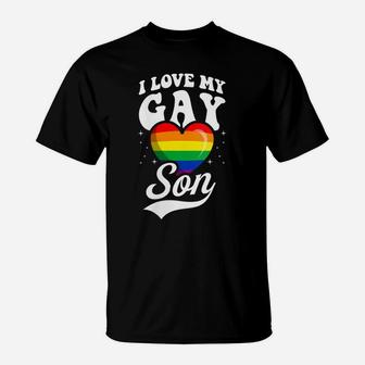 Womens I Love My Gay Son Cute Lgbtq Proud Mom Dad Parent Ally Heart T-Shirt | Crazezy DE