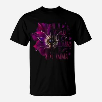 Womens In A World Full Of Grandmas Be Gamma Purple Anemone Flower T-Shirt | Crazezy