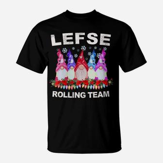 Womens Lefse Making Rolling Team Gnome Nisse Tomte Christmas T-Shirt | Crazezy
