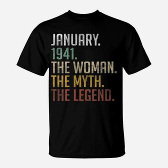 Womens Legend January 1941 - 80Th Birthday Gift Women 80 Year Old T-Shirt | Crazezy