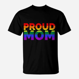 Womens Lgbt Pride Month Proud Mom Rainbow Pride Flag T-Shirt | Crazezy