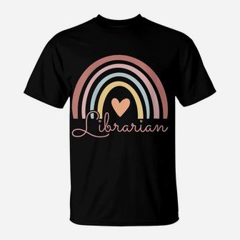 Womens Librarian Cute Boho Rainbow Funny Back To School Librarian T-Shirt | Crazezy