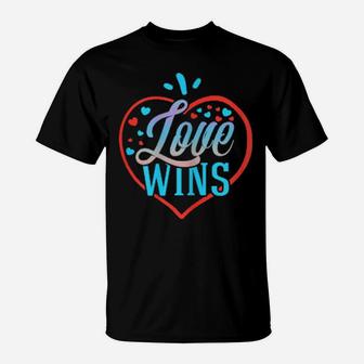 Womens Love Wins Gay Lesbian Rainbow Line Support Lgbt Pride T-Shirt - Monsterry