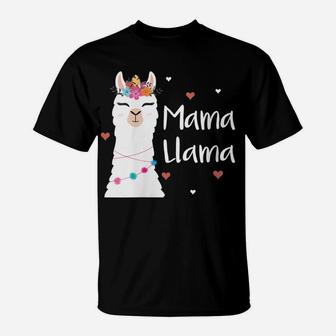 Womens Mama Llama Cute Llamas Mom Womens Mothers Day Gift T-Shirt | Crazezy UK