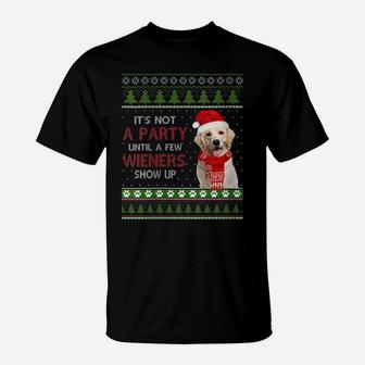 Womens Merry Weiner Christmas Dog Xmas T-Shirt | Crazezy