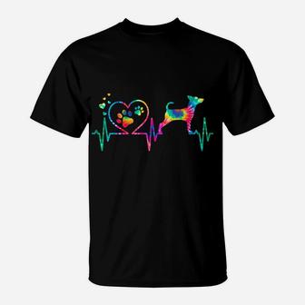 Womens Min Pin Miniature Pinscher Mom Dad Heartbeat Tie Dye Gift T-Shirt | Crazezy AU
