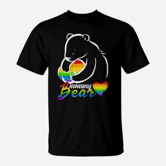 Womens Mommy Bear Rainbow Flag Gay Pride Proud Mom Lgbt Tshirt Gift T-Shirt | Crazezy