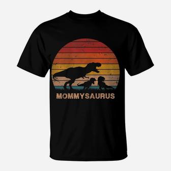 Womens Mommy Dinosaur Mommysaurus 2 Two Kids Son Daughter Mom Gift T-Shirt | Crazezy AU