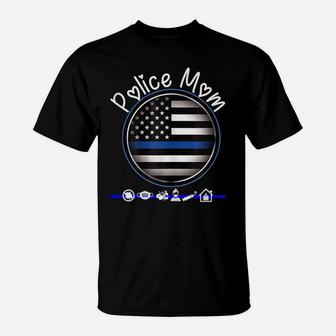 Womens Mothers Day Shirt For Cute Police Mom Flag Graphic Plus Size T-Shirt | Crazezy AU