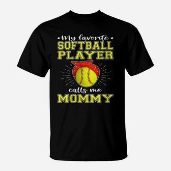 Womens My Favorite Softball Player Calls Me Mommy Proud Sport Mom T-Shirt | Crazezy DE