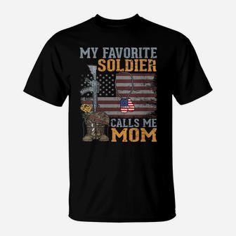 Womens My Favorite Soldier Calls Me Mom Proud Mother Son Love Mom T-Shirt | Crazezy DE