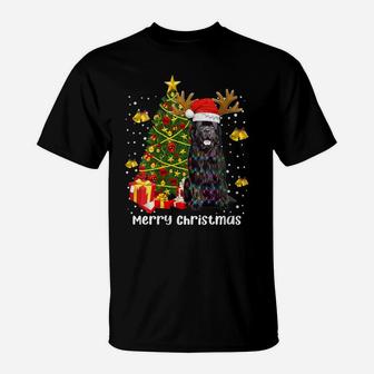 Womens Newfoundland Dog Christmas Lights Tree Santa Xmas Pajamas T-Shirt | Crazezy UK