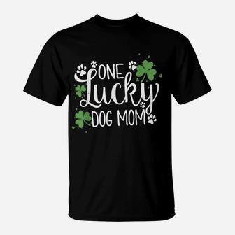 Womens One Lucky Dog Mom Shirt St Patrick Day Cute Dog Mom T-Shirt | Crazezy DE