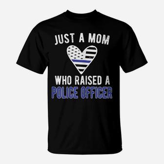 Womens Police Officer Mom | Proud Police Mom Cop Mother Blue Line T-Shirt | Crazezy DE