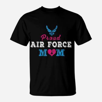 Womens Proud Air Force Mom Heart Military Family T-Shirt | Crazezy