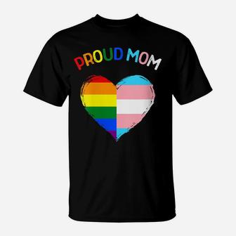 Womens Proud Ally Lgbtq Transgender Proud Mom | Proud Trans Mom T-Shirt | Crazezy
