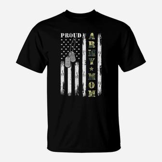 Womens Proud Army Mom American Flag Camo Military Mom Mother's Day T-Shirt | Crazezy CA