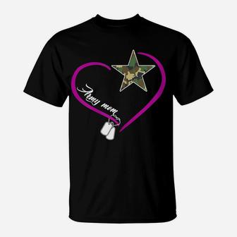 Womens Proud Army Mom - Heart Camo Star Mother Memorial Day Gift T-Shirt | Crazezy