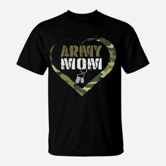 Womens Proud Army Mom Shirts For Women Cool Heart Camouflage Gift T T-Shirt | Crazezy CA