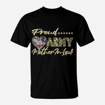 Womens Proud Army Mother-In-Law Us Flag Dog Tag Military Mom Family T-Shirt | Crazezy CA