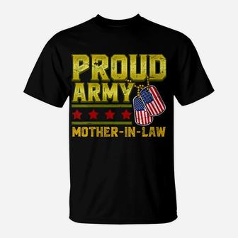 Womens Proud Army Mother In Law Us Flag Military Mom Family T-Shirt | Crazezy