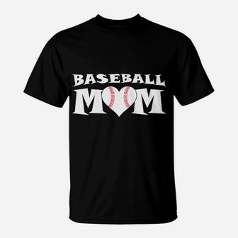 Womens Proud Baseball Mom With Heart Game Day T-Shirt | Crazezy CA