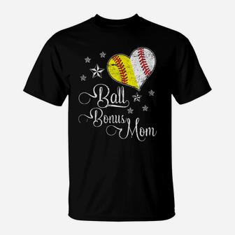 Womens Proud Baseball Softball Bonus Mom Ball Mother's Day Tshirt T-Shirt | Crazezy DE