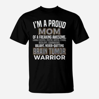 Womens Proud Mom Brain Tumor Awareness Survivor Women Girl T-Shirt | Crazezy