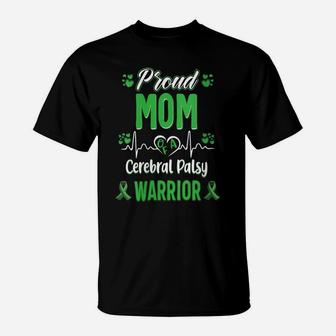 Womens Proud Mom Cerebral Palsy Warrior Awareness Ribbon Green T-Shirt | Crazezy AU