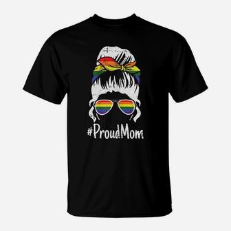 Womens Proud Mom Gay Pride Rainbow Flag Lgbt-Q Ally Mama Mother T-Shirt | Crazezy UK