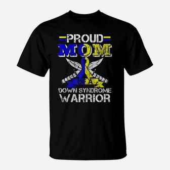 Womens Proud Mom Of A Down Syndrome Warrior Costume Ribbon Gift T-Shirt | Crazezy AU