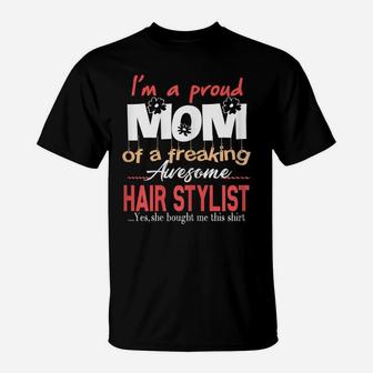 Womens Proud Mom Of Awesome Hair Stylist Daughter Tshirt Gift T-Shirt | Crazezy DE
