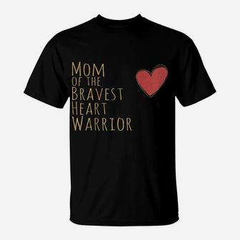 Womens Proud Mom Of Bravest Heart Warrior Chd Awareness Congenital Raglan Baseball Tee T-Shirt | Crazezy UK