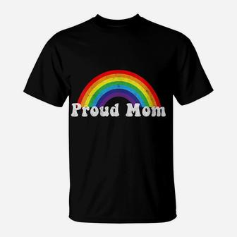 Womens Proud Mom Pride Shirt Gay Lgbt Day Month Parade Rainbow T-Shirt | Crazezy
