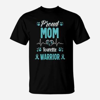 Womens Proud Mom Tourette Syndrome Warrior Awareness Ribbon T-Shirt | Crazezy