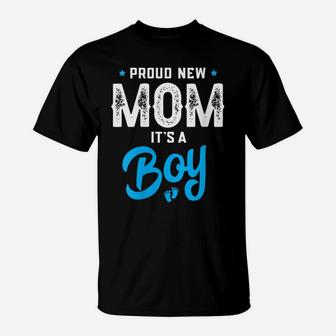 Womens Proud New Mom Its A Boy Promoted To Mommy Gender Reveal Gift T-Shirt | Crazezy CA