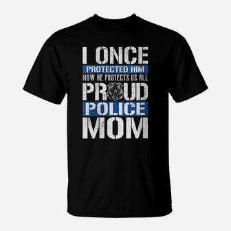 Womens Proud Police Mom Support Police Son T-Shirt | Crazezy