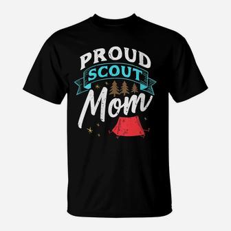 Womens Proud Scout Mom - Scouting Camping Mother's Day Funny Gift T-Shirt | Crazezy