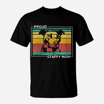 Womens Proud Staffy Mom Stafford Terrier Dog Vintage Retro T-Shirt | Crazezy CA