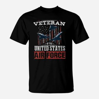Womens Proud Us Air Force Veteran Patriotic American Flag T-Shirt | Crazezy CA