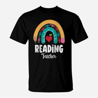 Womens Reading Teacher, Funny Boho Rainbow For Teachers Raglan Baseball Tee T-Shirt | Crazezy UK