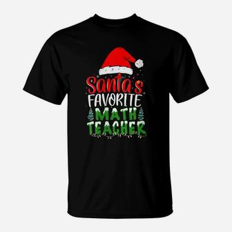 Womens Santa's Favorite Math Teacher Christmas T-Shirt | Crazezy