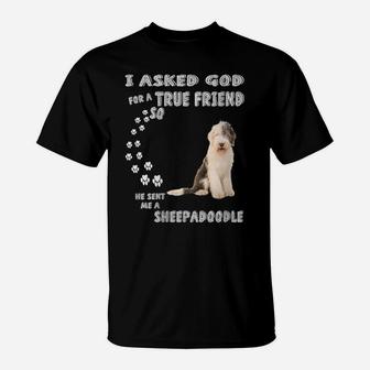 Womens Sheepdoodle Dog Quote Mom Sheepdogpoo Dad, Cute Sheepadoodle T-Shirt | Crazezy