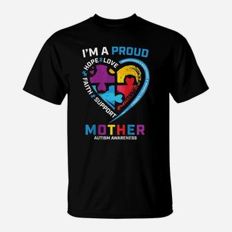 Womens Son Daughter Autism Mom I'm A Proud Mother Autism Awareness Raglan Baseball Tee T-Shirt | Crazezy