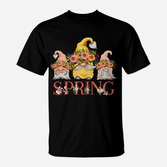 Womens Spring Flower Love With Beautiful Funny Gnomes In Nature T-Shirt | Crazezy CA