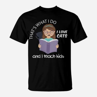 Womens Teacher And Cat Lovers Gift T-Shirt | Crazezy DE