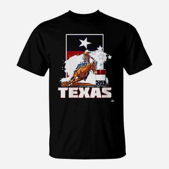 Womens Texas Rodeo Barrel Racing Cowgirl Horse Racer Souvenir T-Shirt - Monsterry