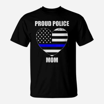 Womens Thin Blue Line Flag Law Enforcement Officer Proud Police Mom T-Shirt | Crazezy DE